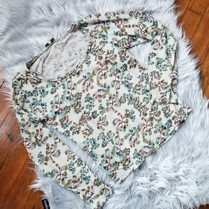 Ethos Paris Flowered Long Sleeve T-shirt/Sweater L